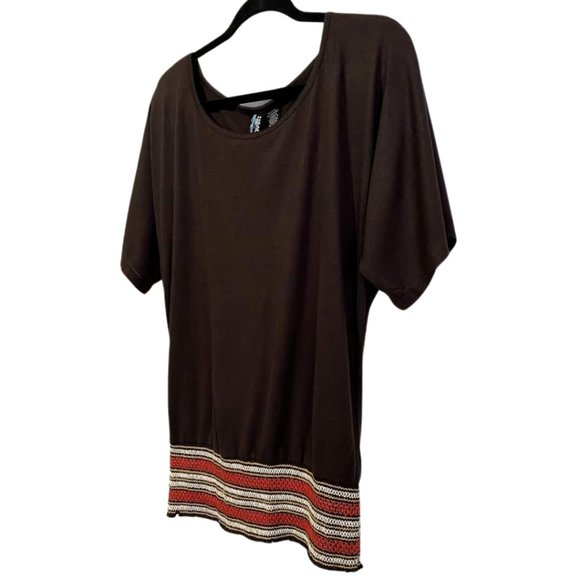 VINTAGE INSPIRED Y2K WEAVERS Brown Top Colorful Striped Smocked Drop Waist Med - Picture 3 of 8